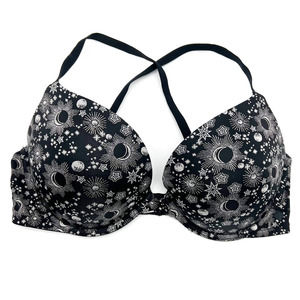 Victoria’s Secret Push-Up Convertible Bra Celestial Moon Stars Black Women's 36D